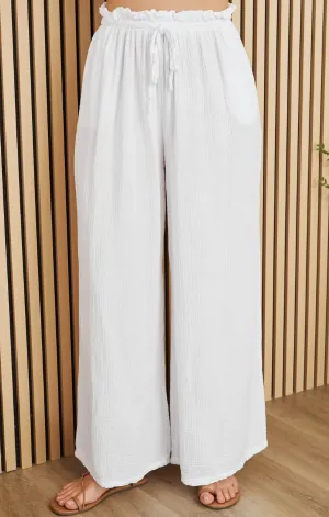 Cotton Gauze Drawstring Pants Easy Layer Stain Release Finish