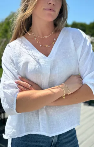 Simple Layering Cozy Sweater Courtney Linen Elbow Sleeve Top