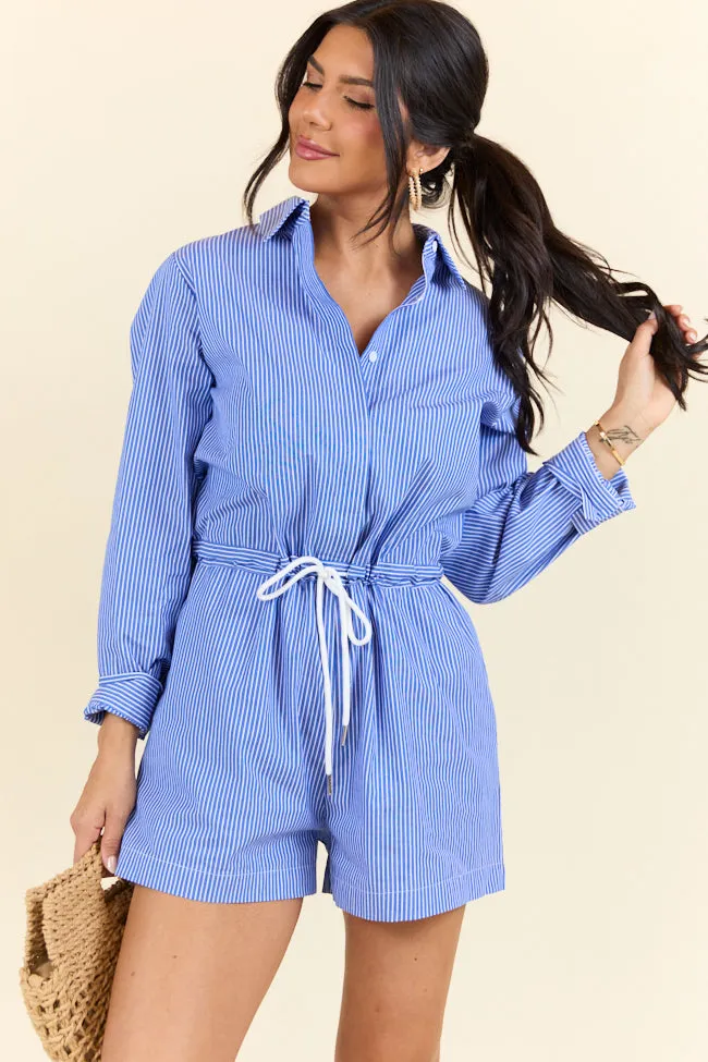 Days Off Blue Stripe Collared Romper FINAL SALE Street Style