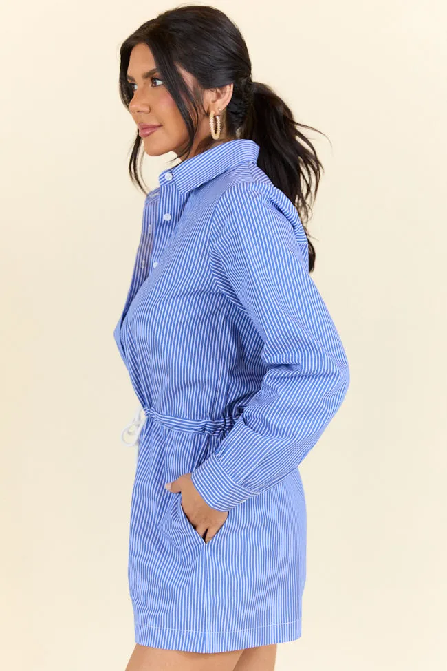Days Off Blue Stripe Collared Romper FINAL SALE SustainableTextiles