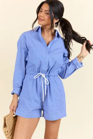 Days Off Blue Stripe Collared Romper FINAL SALE Street Style