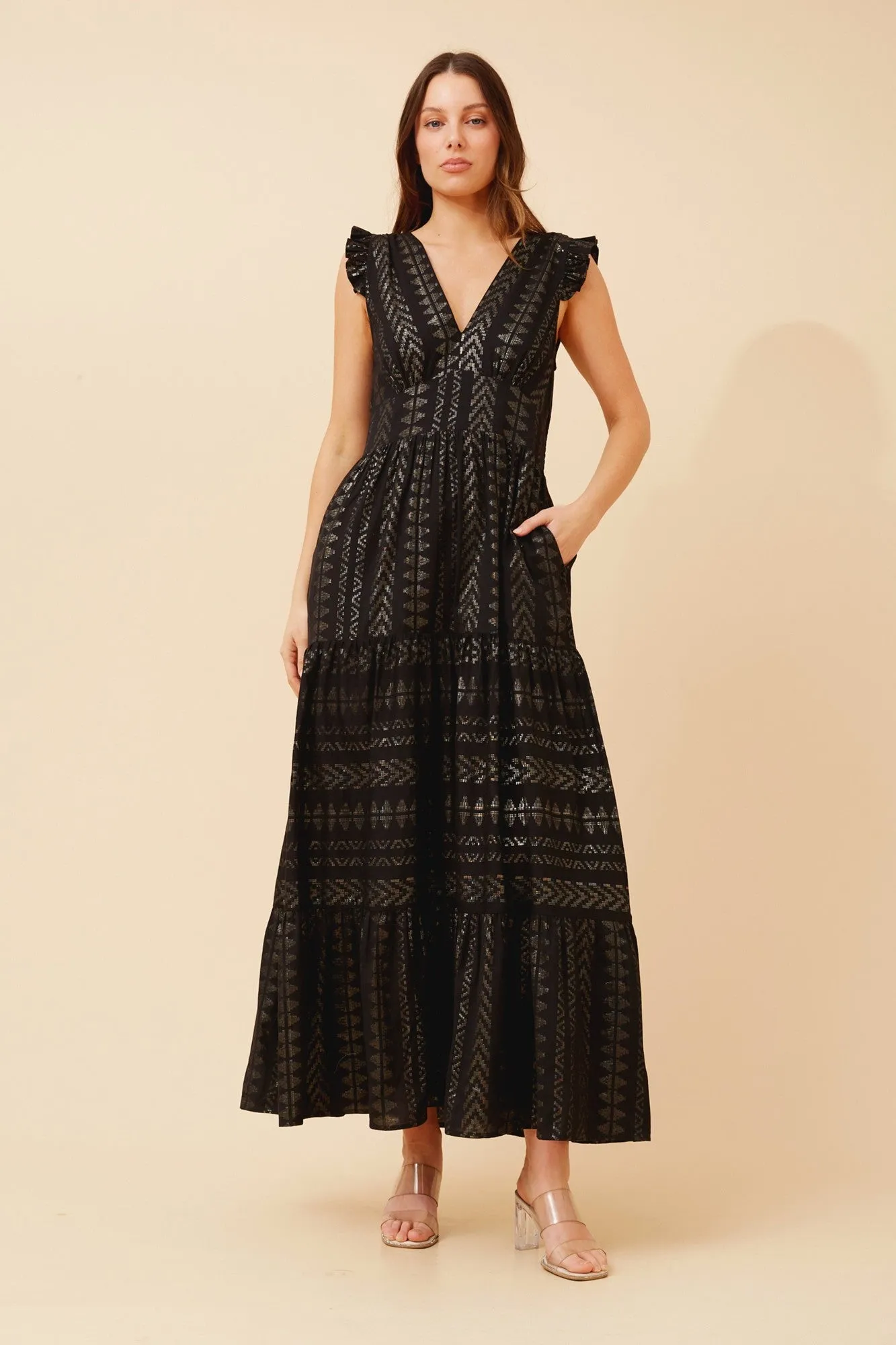 KIRAN JACQUARD MAXI DRESS Warm Palette