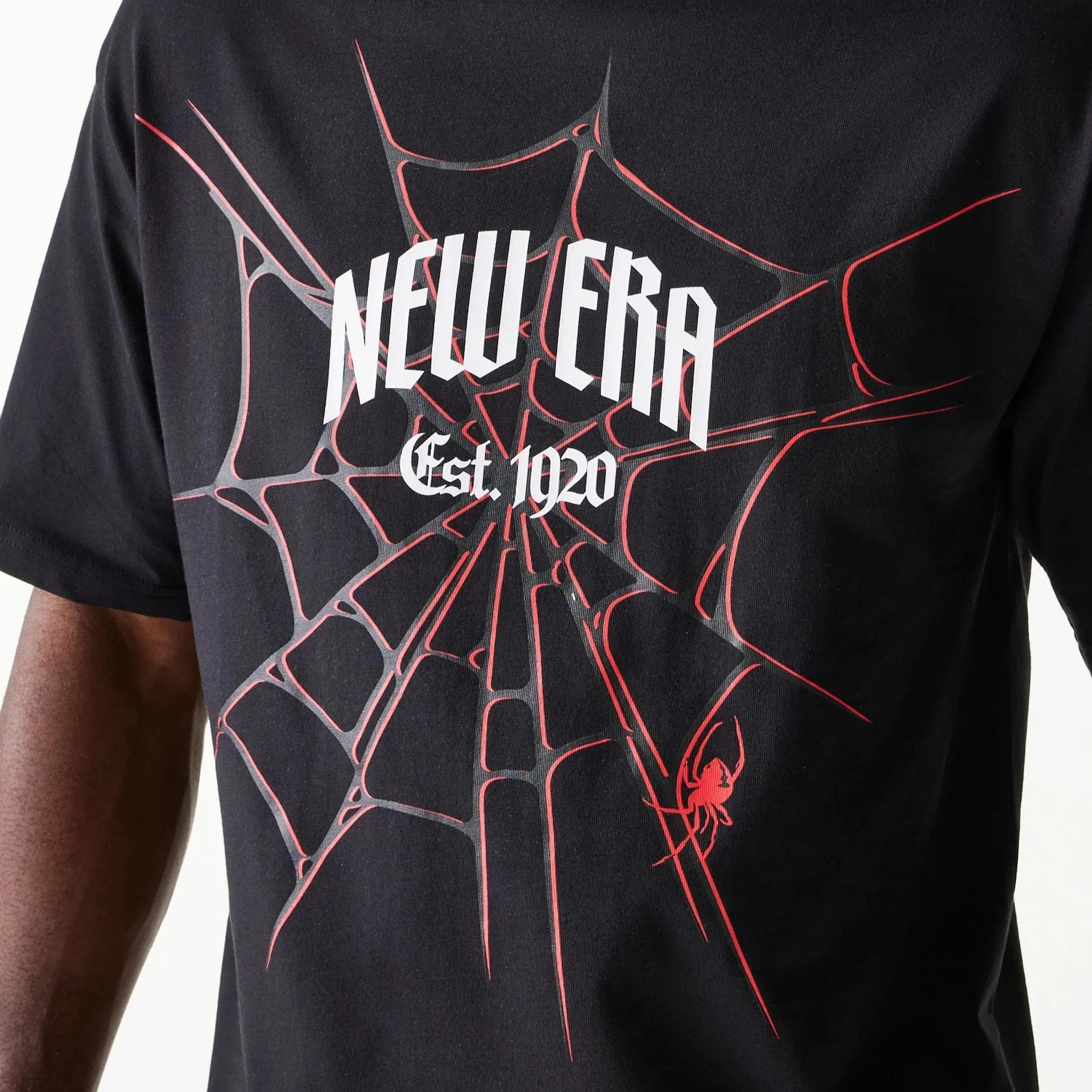 New Era Spiderweb Black Oversized T-Shirt Water Based Ink Print