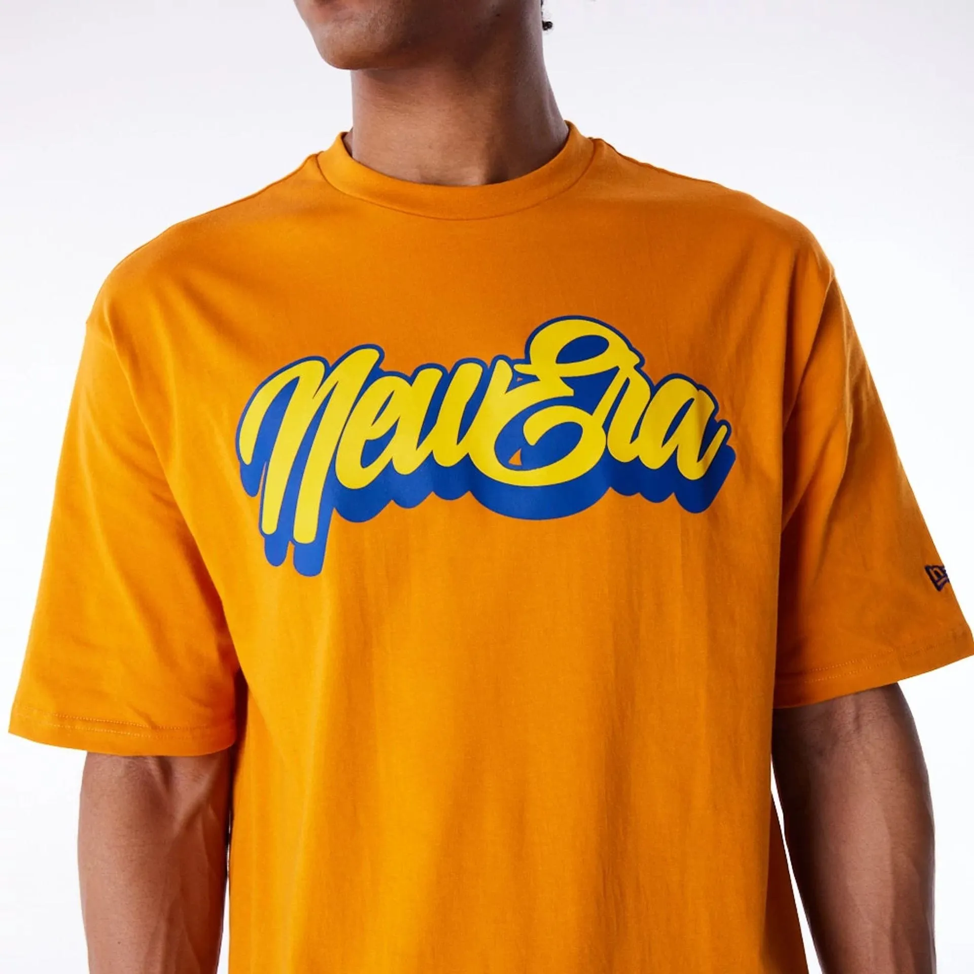 Light and Breezy Active Style New Era Font Graphic Orange Oversized T-Shirt