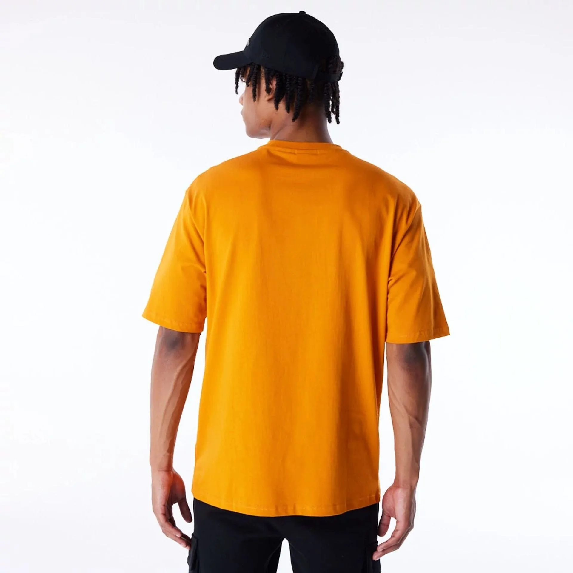 All-Day Stretch New Era Font Graphic Orange Oversized T-Shirt