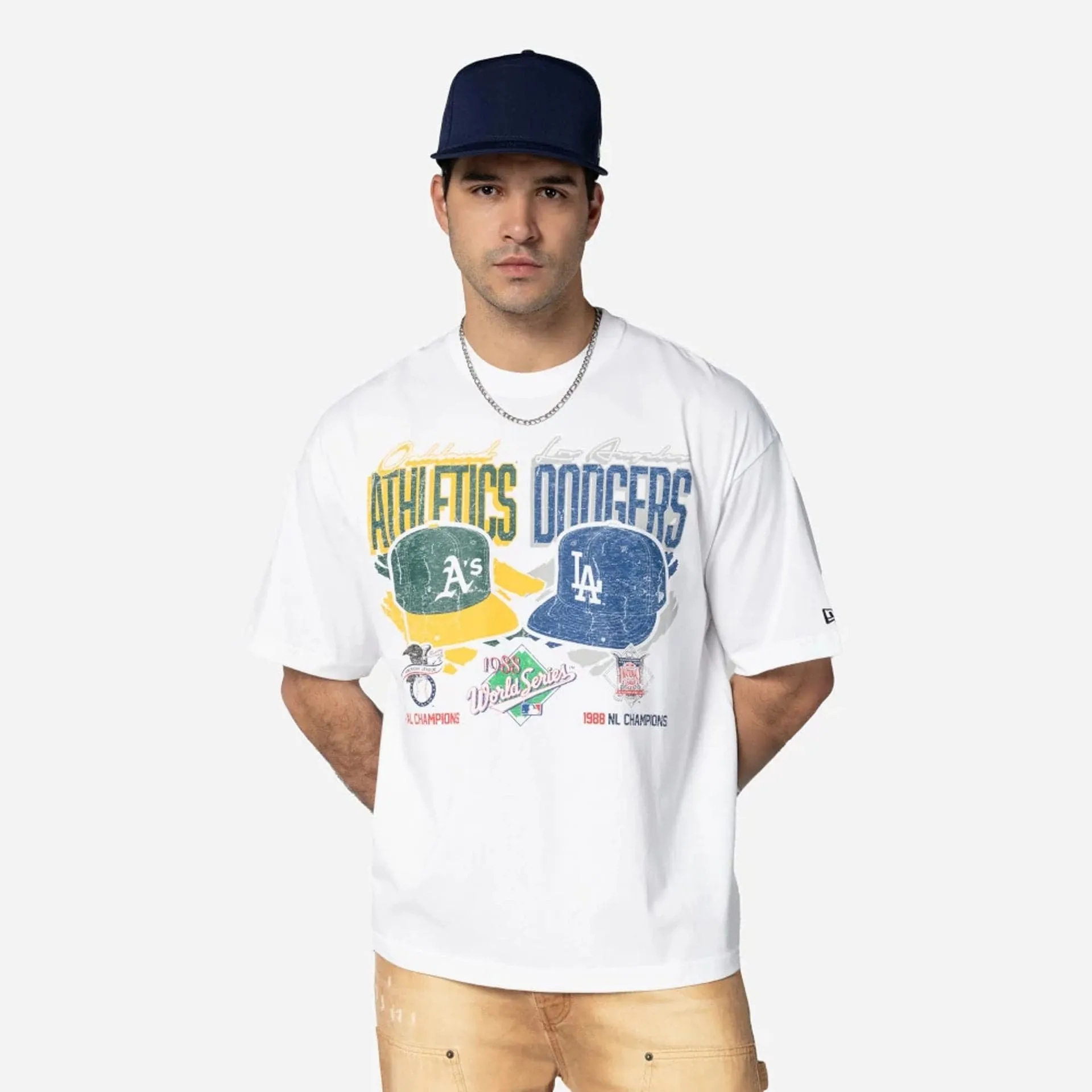 Chill Comfort Cozy Comfort Look Oakland Athletics VS LA Dodgers MLB Dueling Logos Sport Classic White T-Shirt