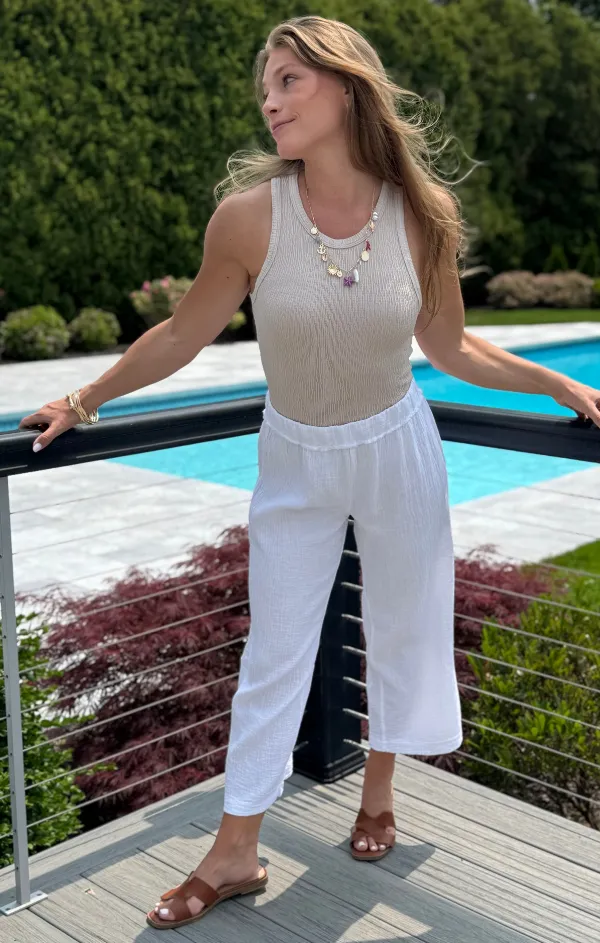 Flexible Gusset Design Cropped Wide Leg Pant