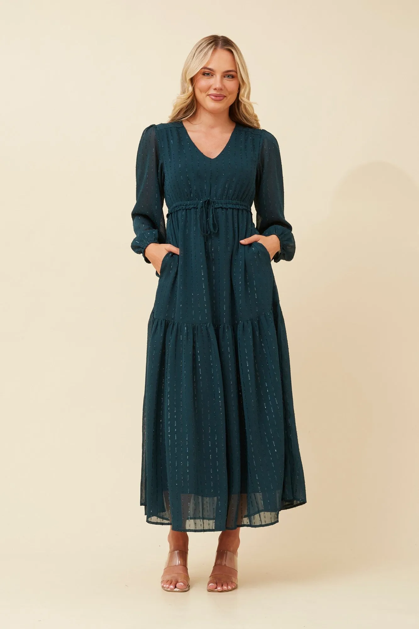 CRYSTELLE DIAMANTE MAXI DRESS Skin Tone Edgy Twist