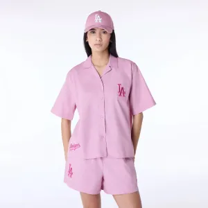 SoftenedTexturedWeave LightweightBlend LA Dodgers Womens MLB Script Revere Dark Pink T-Shirt