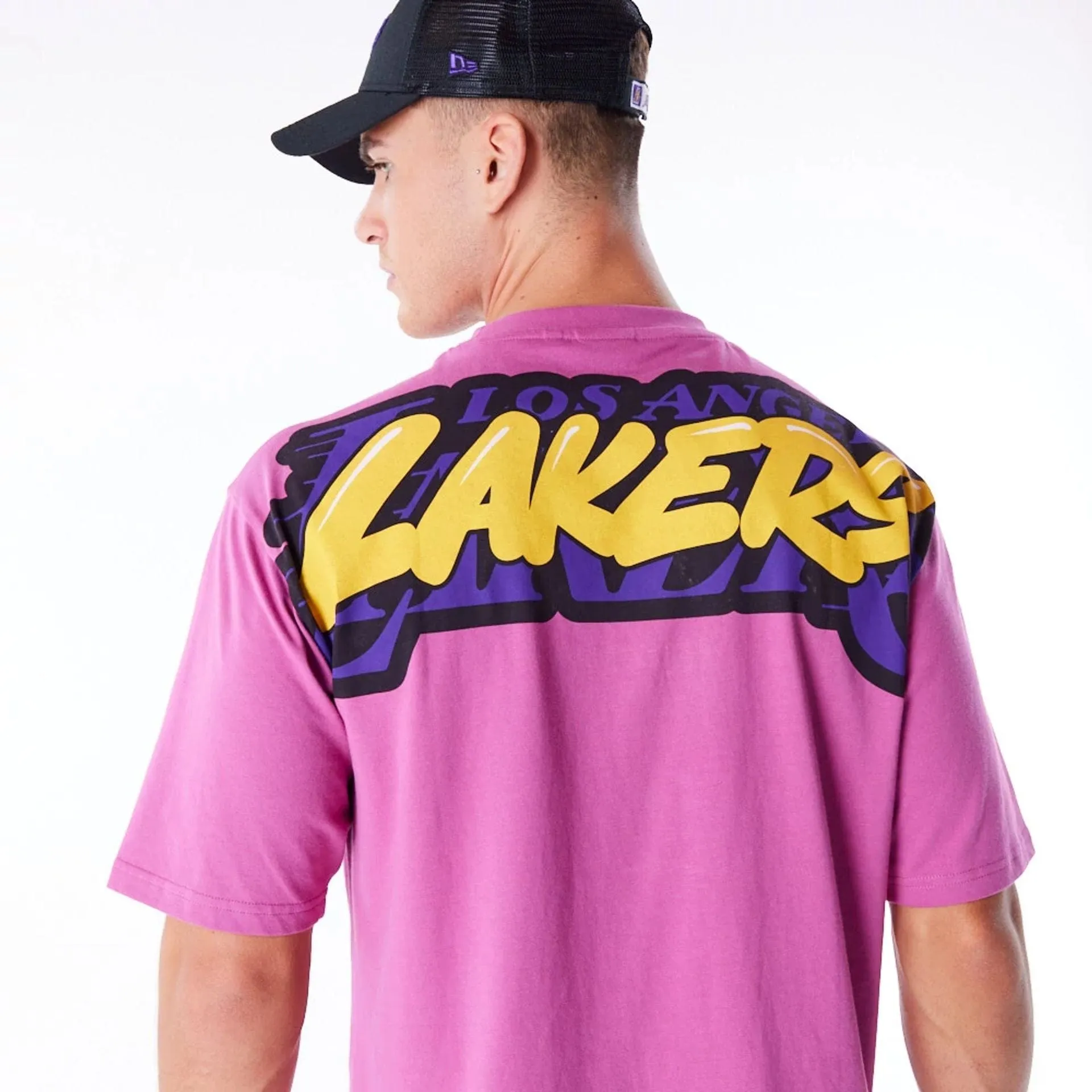 LA Lakers NBA Wordmark Purple Oversized T-Shirt Soft Design