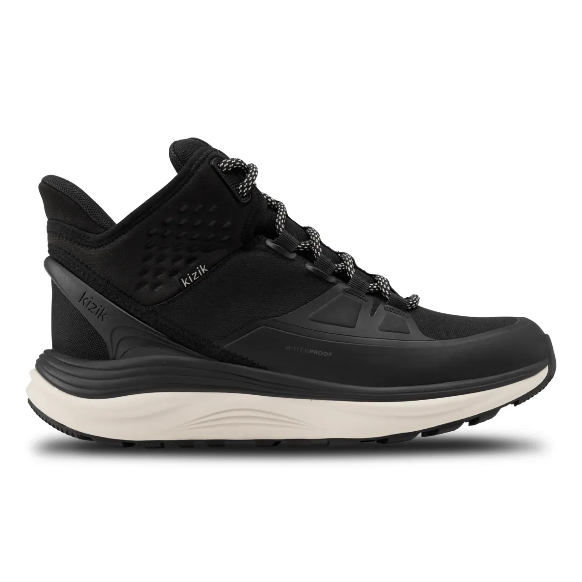 Kizik Women's London All-Terrain Mid Black/White Waterproof Minimalist Look