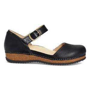 Dansko Women's Mae Black Burnished Suede AdjustableStrap