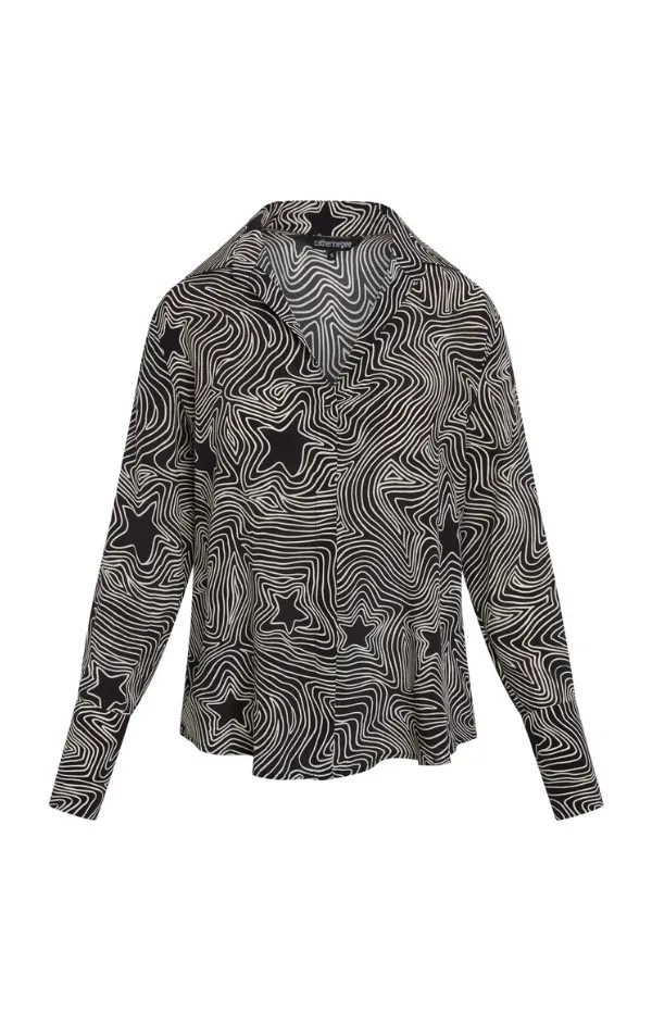 Daria French Cuff Silk Blouse in Bowie Star Durable Reinforced Edges