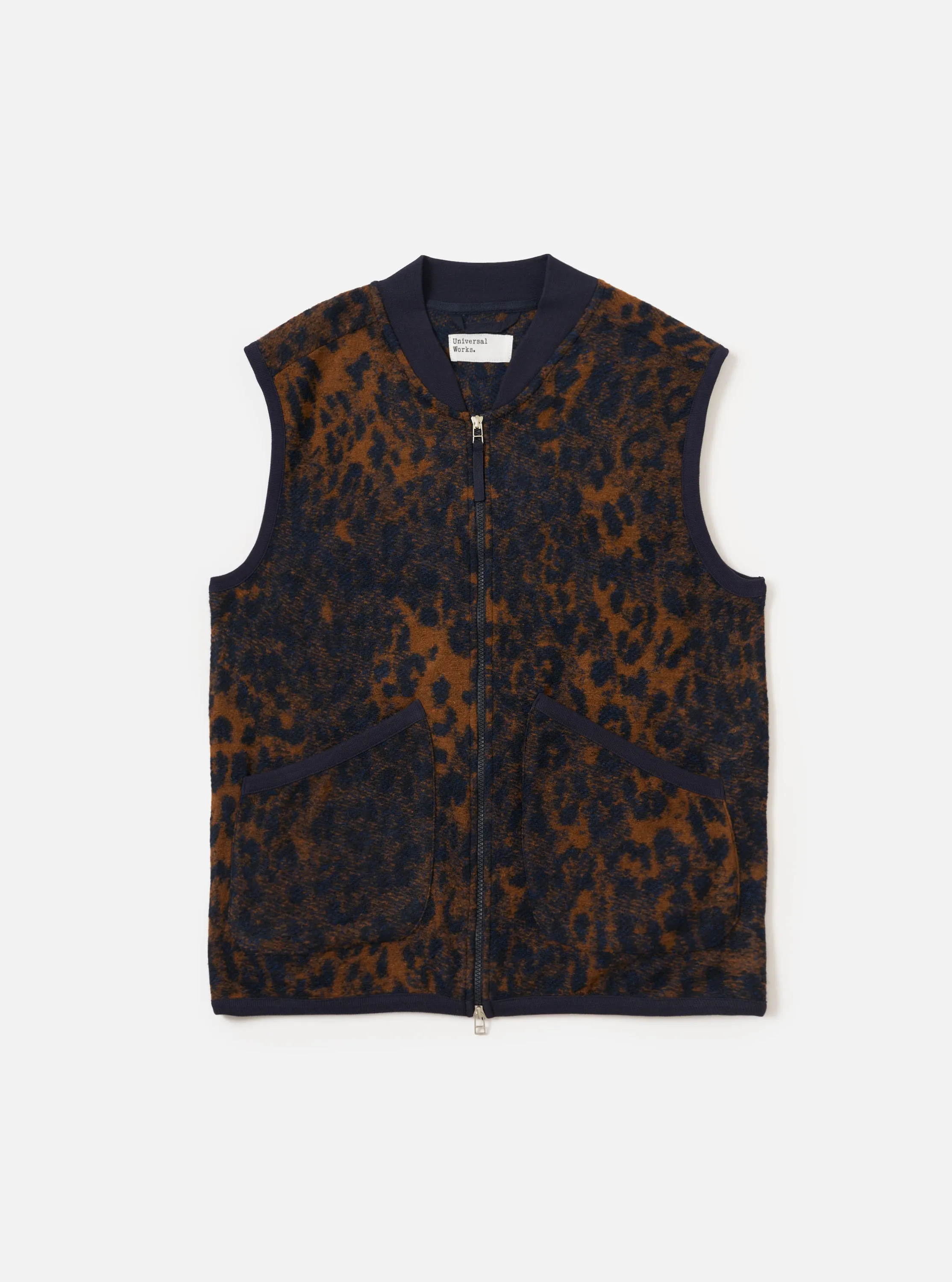 Warm Outfit Dark Navy/Brown Night Leopard Zip Waistcoat