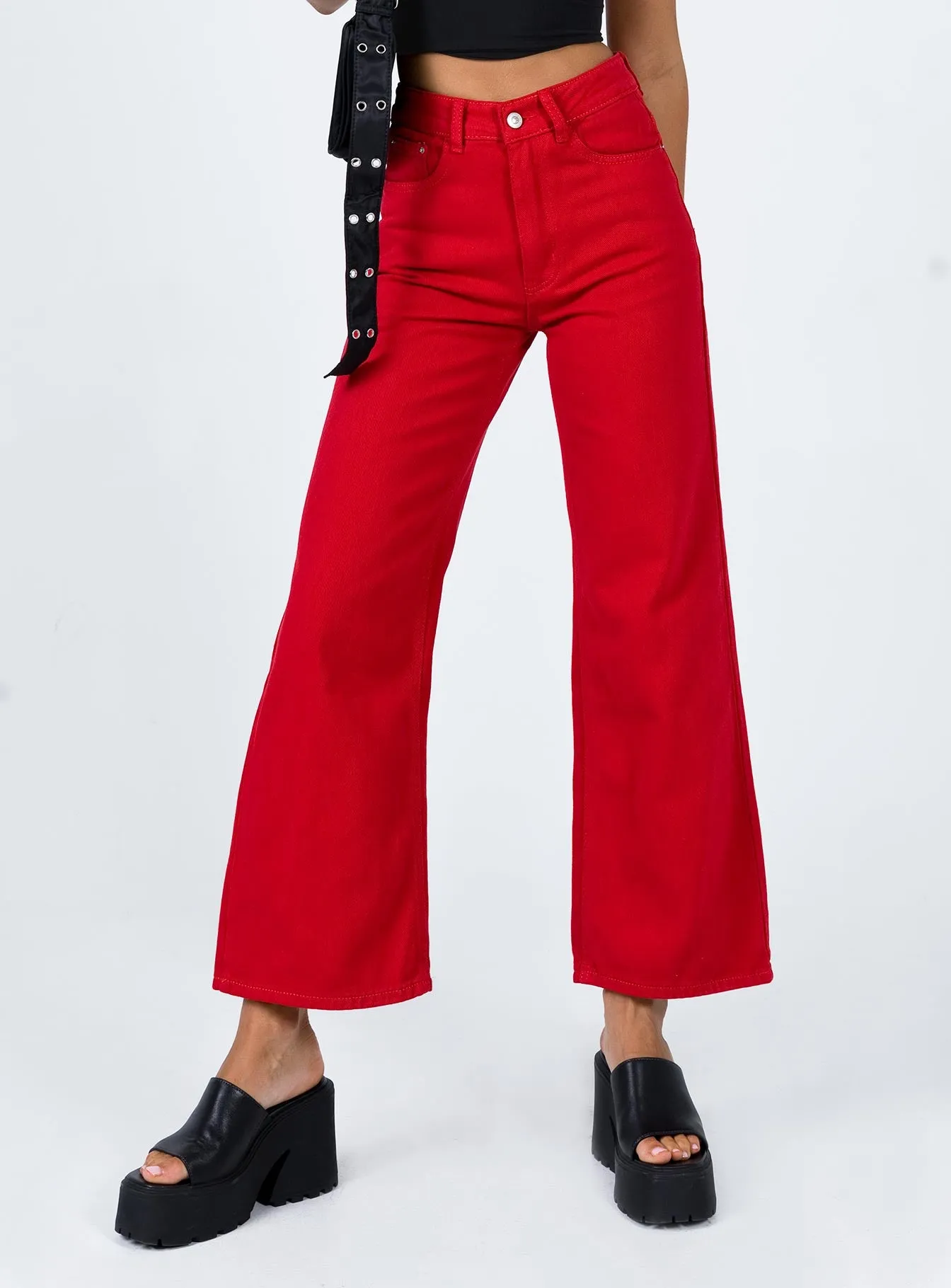 Contemporary Waist Denver Denim Jeans Red