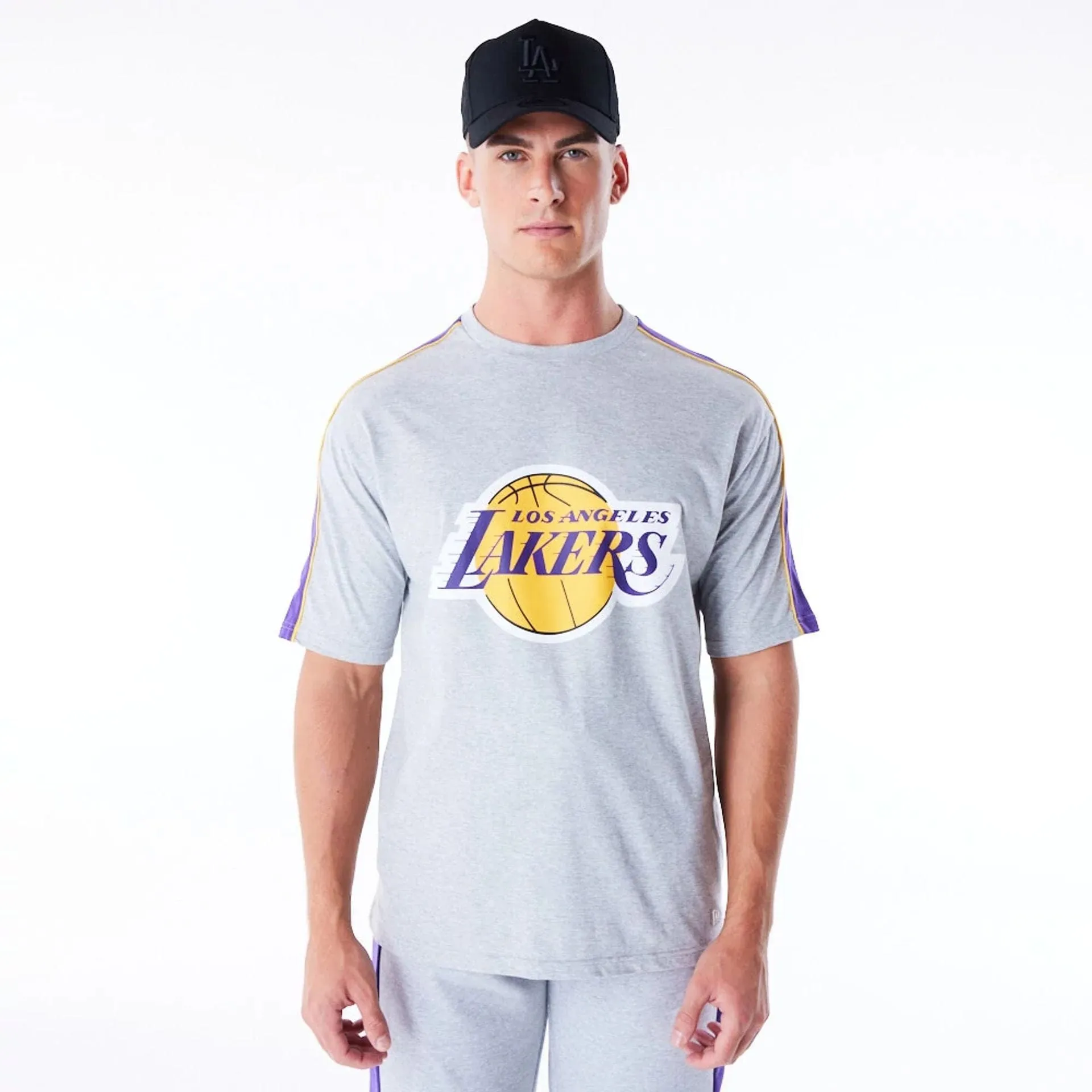 Sporty Vibe in demand LA Lakers NBA Panel Grey Oversized T-Shirt