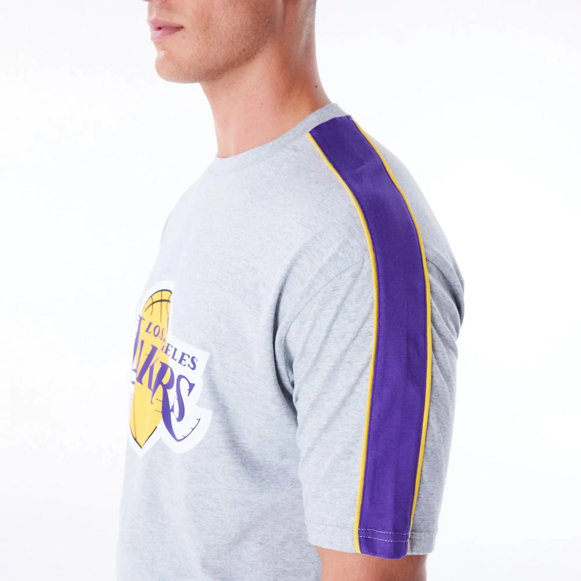 Flexible Neckband LA Lakers NBA Panel Grey Oversized T-Shirt