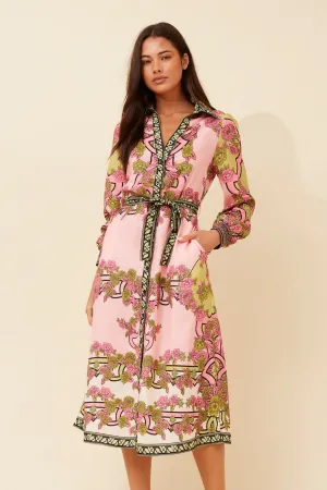 Power Soft Shape Hug DONELLE BORDER PRINT SHIRT DRESS