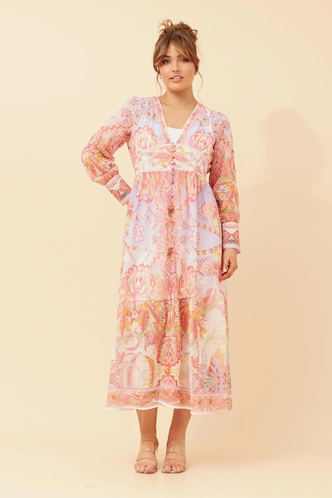 Velvet-Edge Cool Shape DONIELLE BORDER PRINT DRESS