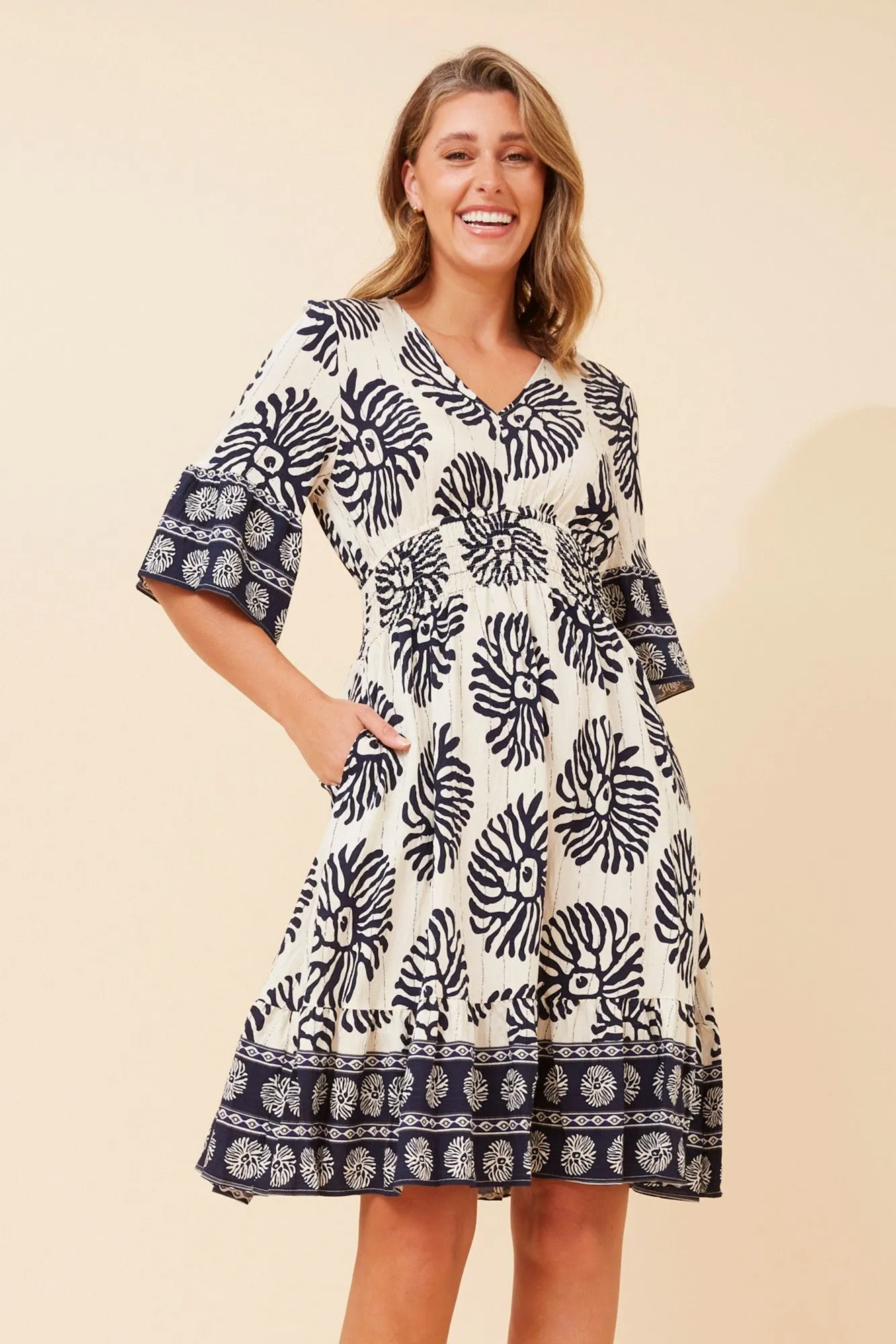 IZABELLA BORDER PRINT DRESS Midnight Mood