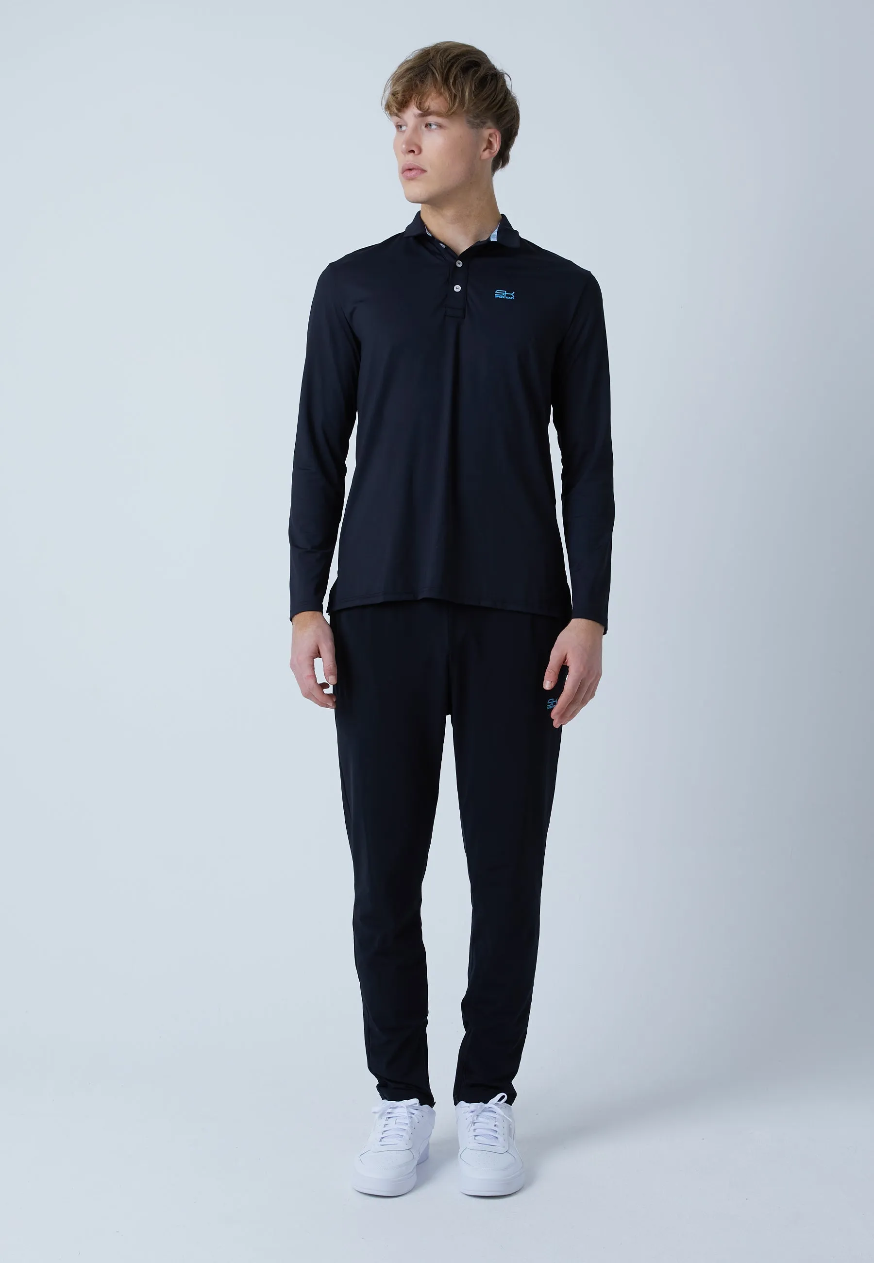 Classic Style Trend Men & Boys Tennis Longsleeve Polo Shirt, black