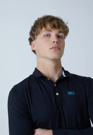 Sporty Vibe Men & Boys Tennis Longsleeve Polo Shirt, black