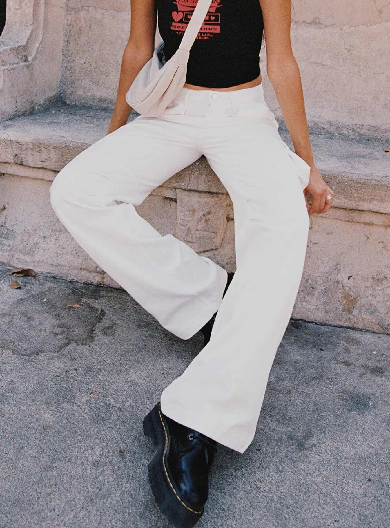 Paige Mid Rise Cargo Jean White Utility Style Neutral Piece