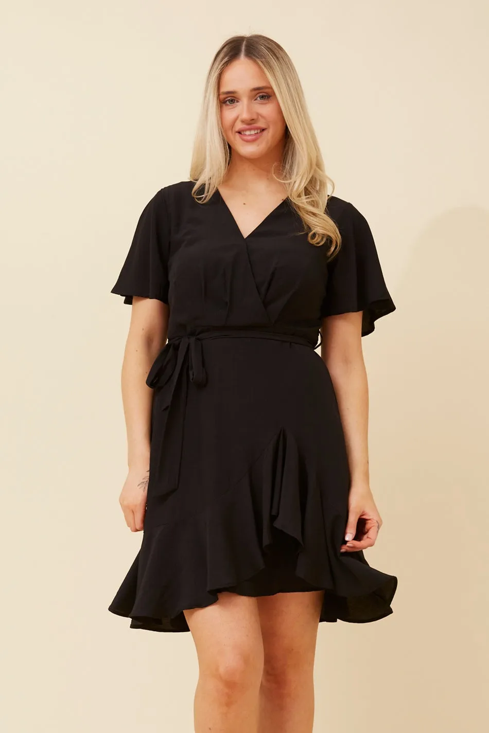 Chic Tailoring Design Delicate Edge LANI MOCK WRAP DRESS