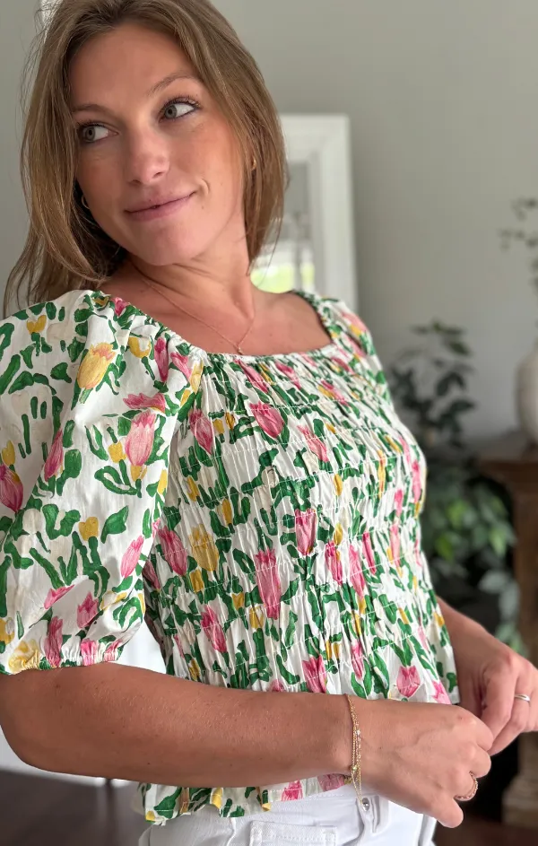 Botanical Crop Shirt Korean Fresh