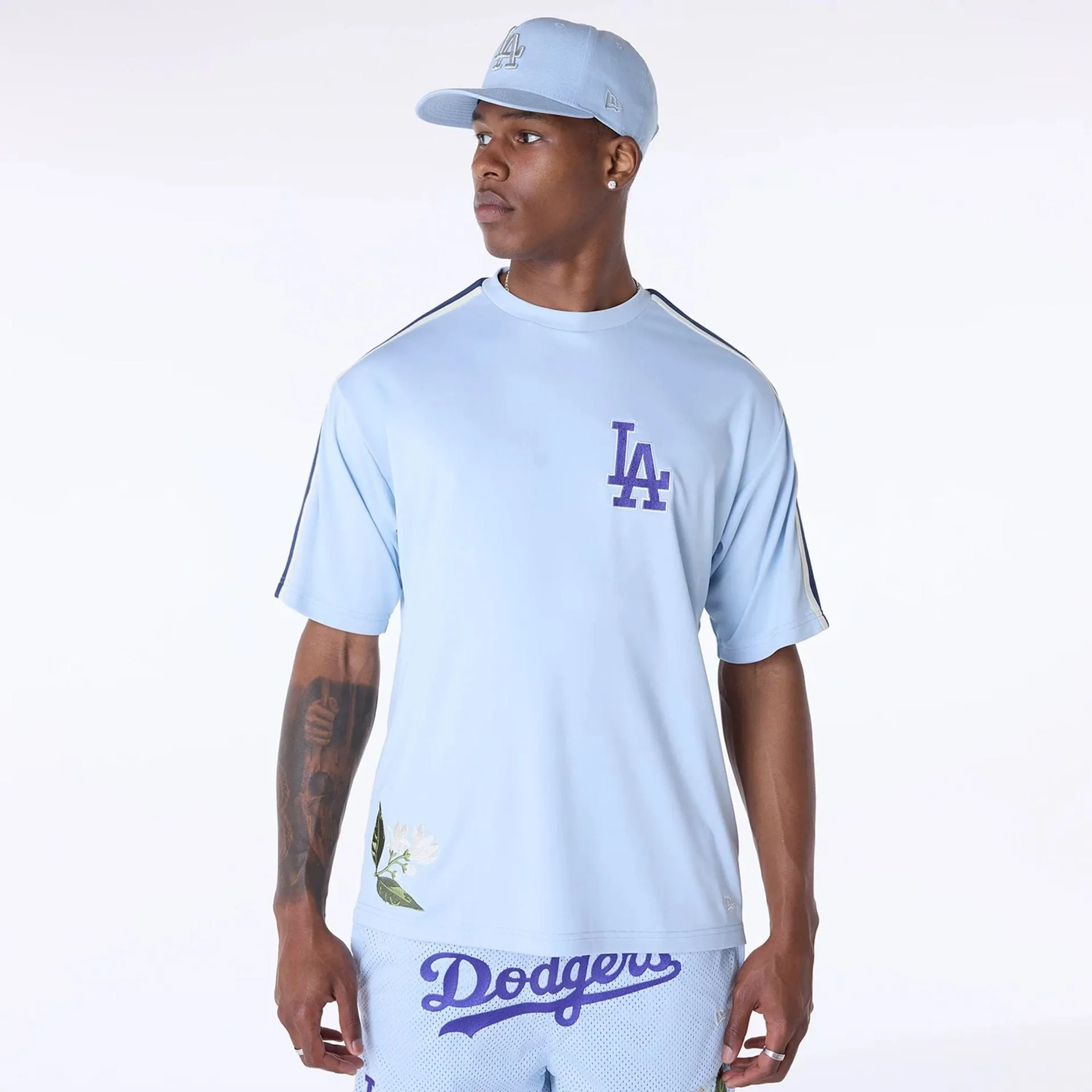 LA Dodgers MLB Floral Pastel Blue Oversized T-Shirt Comfy Choice