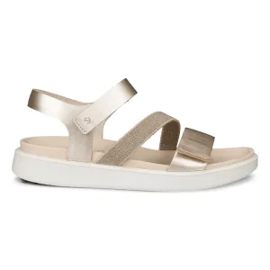 Ecco Women's Flowt 2-Strap Pure White/Gold Mesh   lined