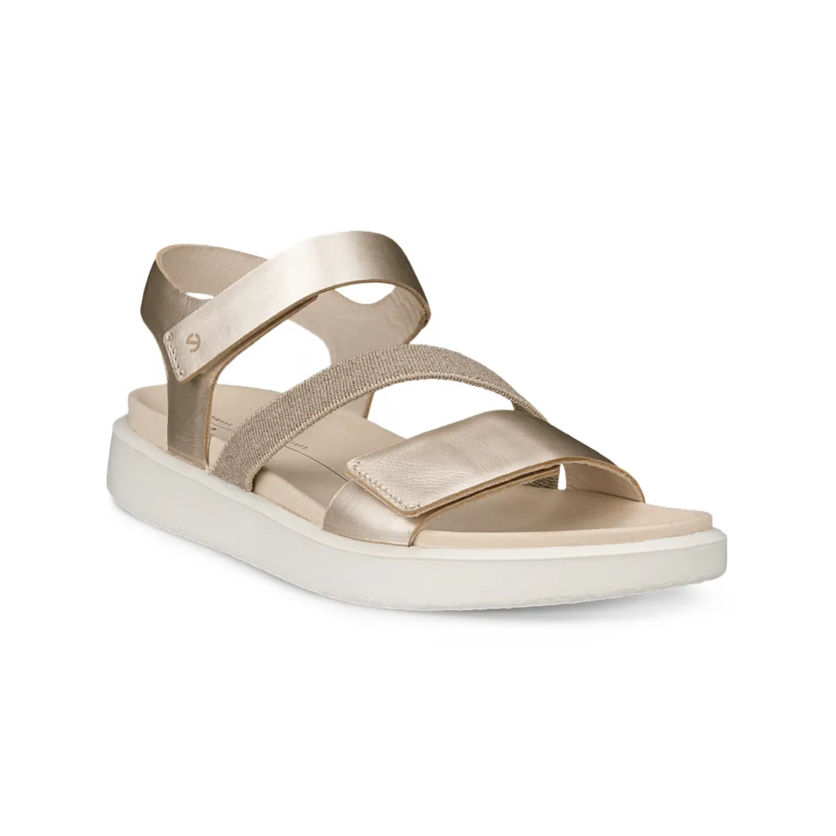 Ecco Women's Flowt 2-Strap Pure White/Gold Petal Jog cool material