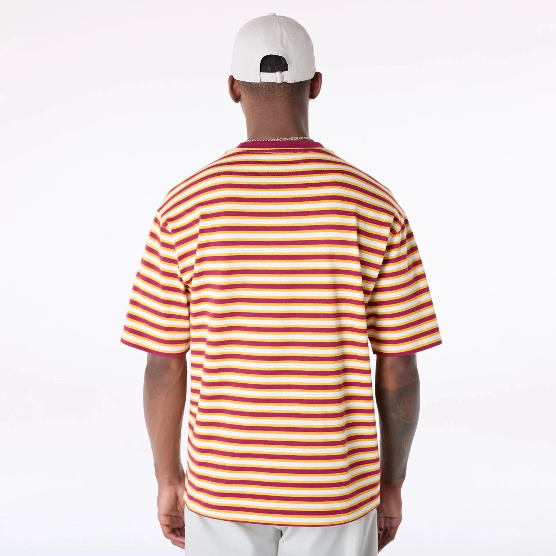 Short sleeved breeziness Regular Fit New Era Stripe Dark Red T-Shirt