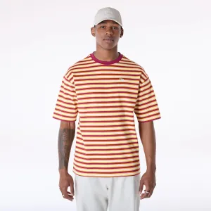 crew neck Non Irritating Tags New Era Stripe Dark Red T-Shirt