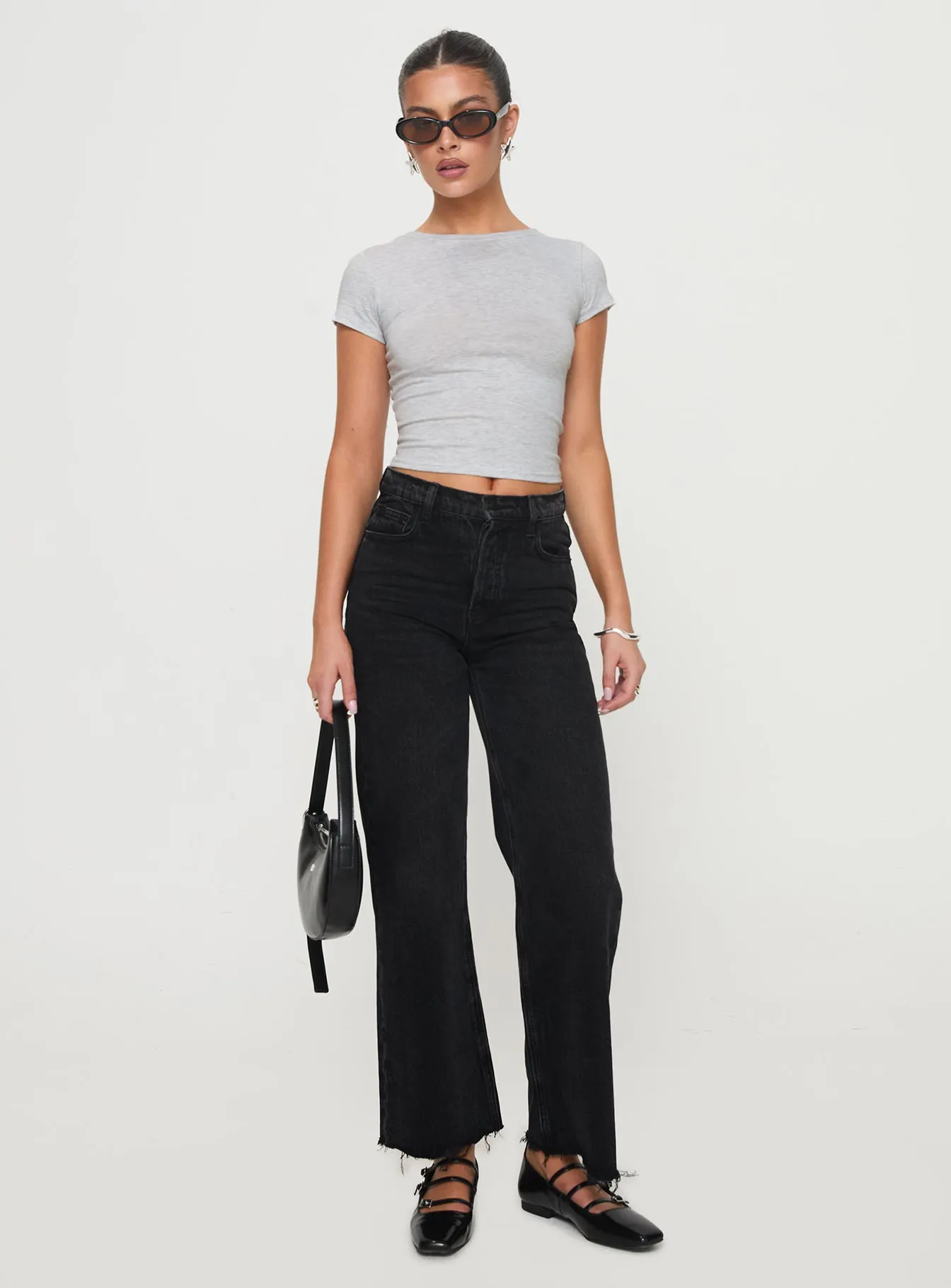 Urban Explorer Picnic Style Date Night Sustainable Fawcett High Rise Straight Leg Jeans Washed Black