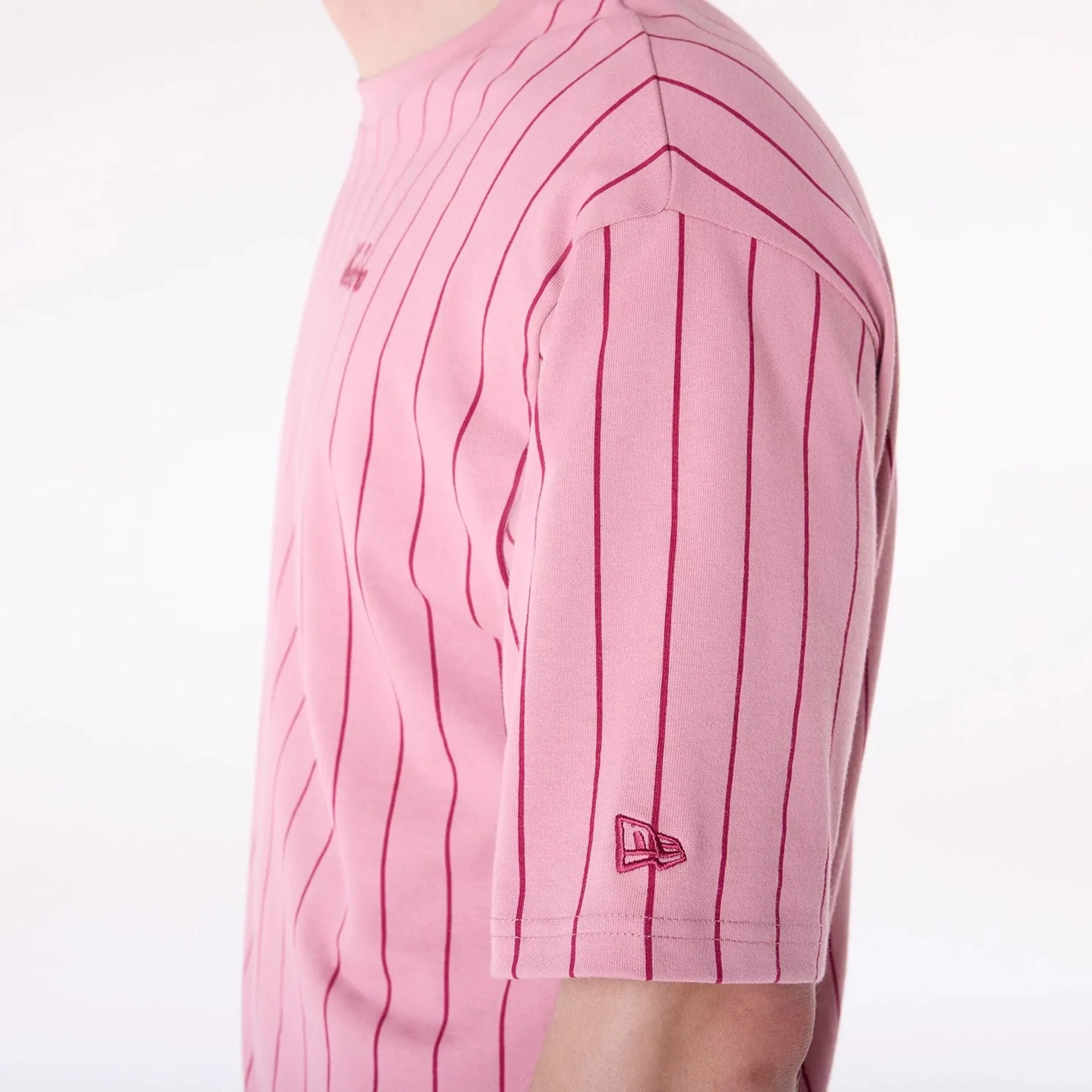 Beach Wear Relaxed and Easy New Era Pinstripe Dark Pink Oversized T-Shirt