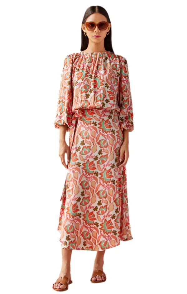 CompactWeave LowMaintenance Material Ayla Blouse in Palmera Spritz