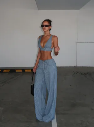 Trend Setter Road Trip Casual Eivissa Baggy Jeans Blue Denim Stripe