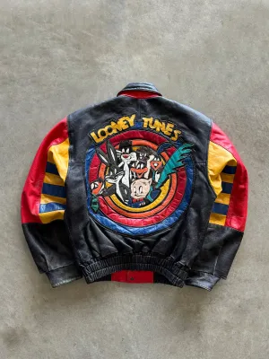 1990s Looney Tunes leather Jacket (M) Simple Layers