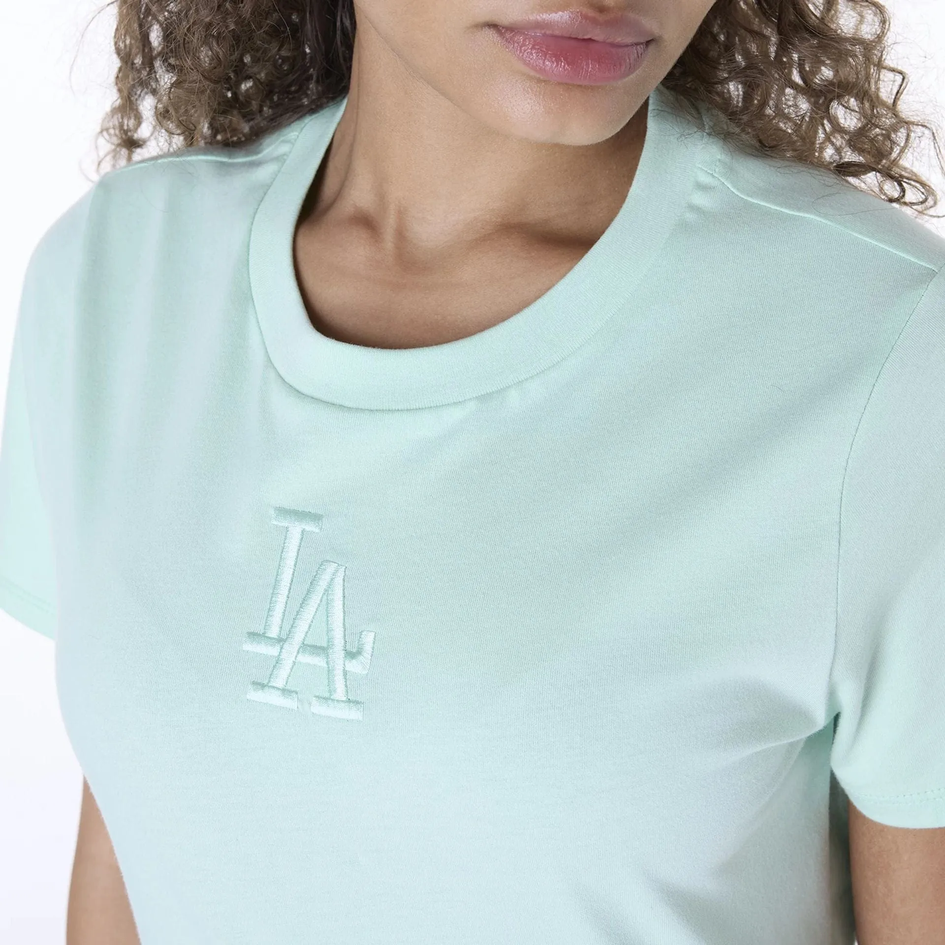 LA Dodgers Womens MLB League Essential Pastel Green T-Shirt Reinforced Collar