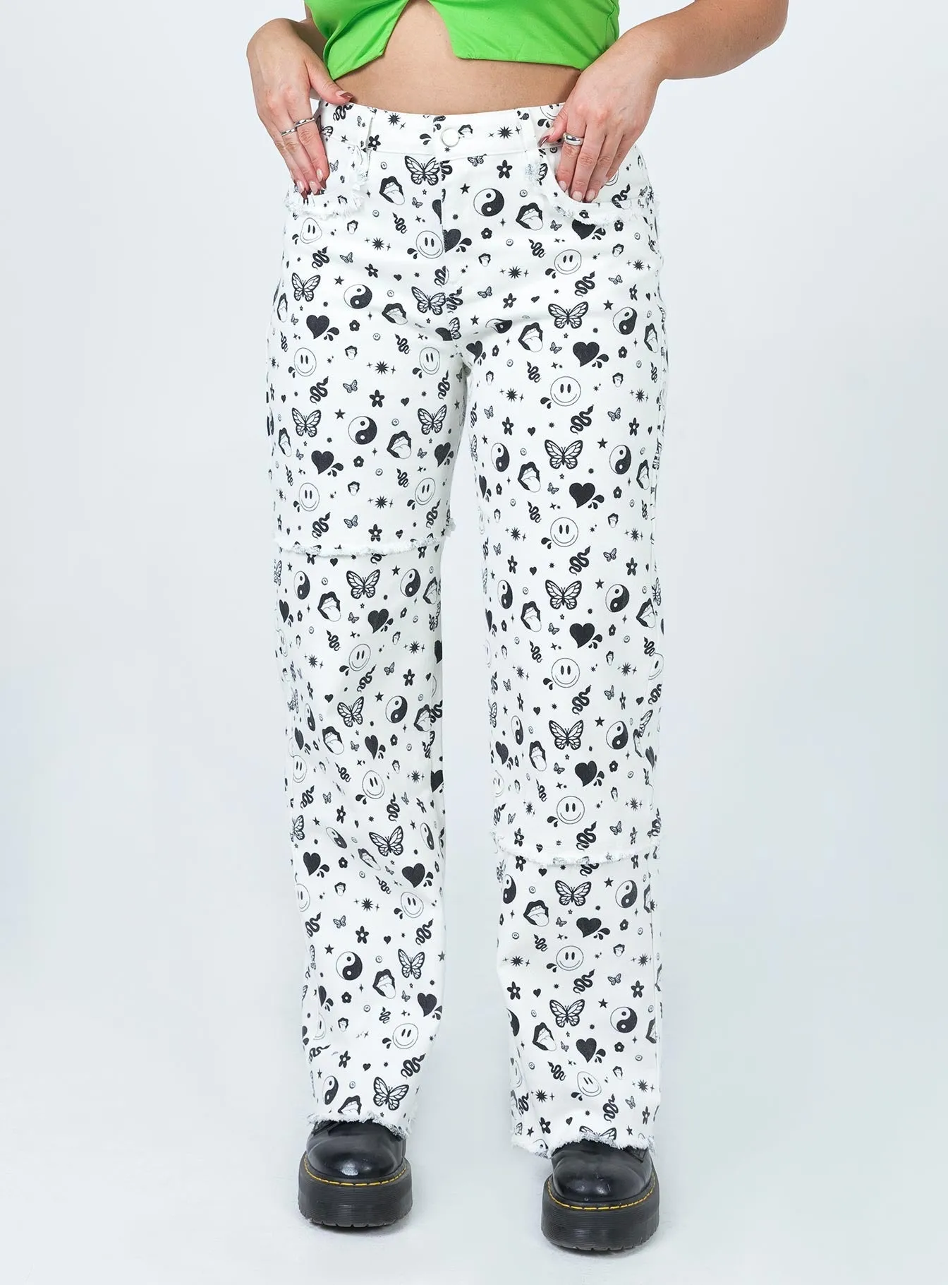 Love Me Not Denim Jeans White Spring Mood Party Look Classic Festival Outfit Comfy