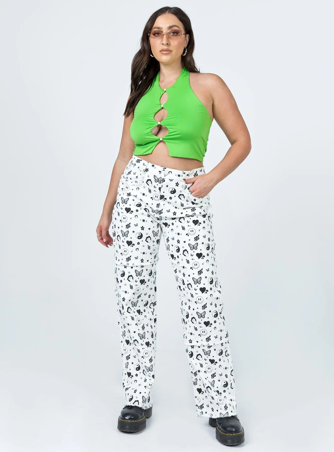 Always Fits Well Love Me Not Denim Jeans White