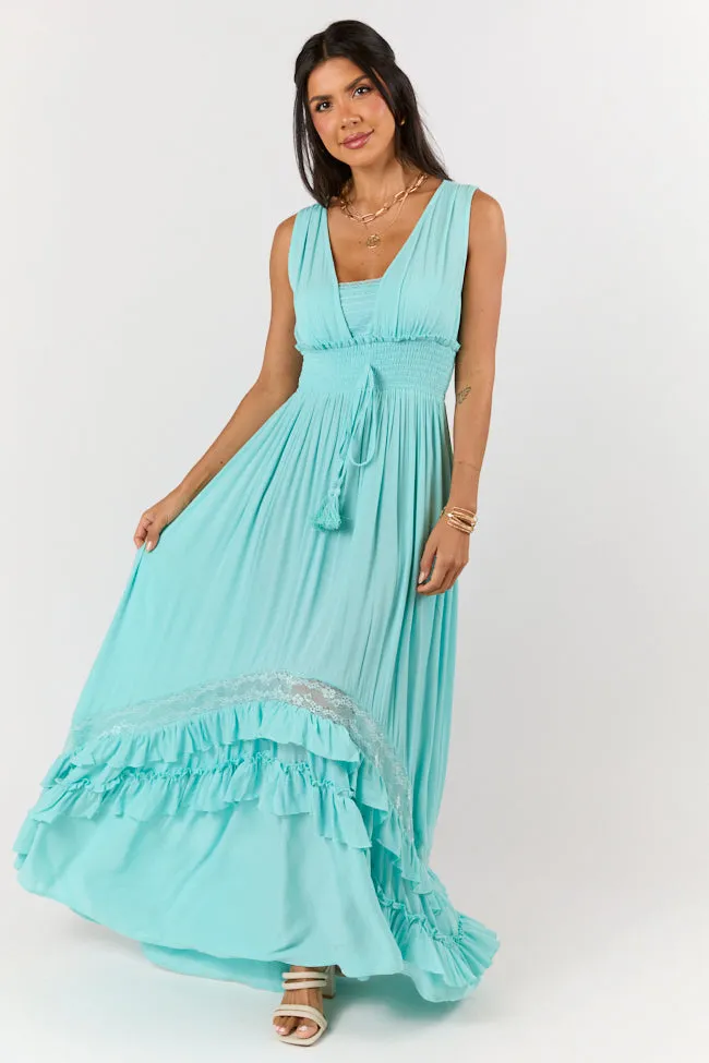 Flexible Comfort Lucky To Have You Light Blue Sleeveless Maxi Dress SALE