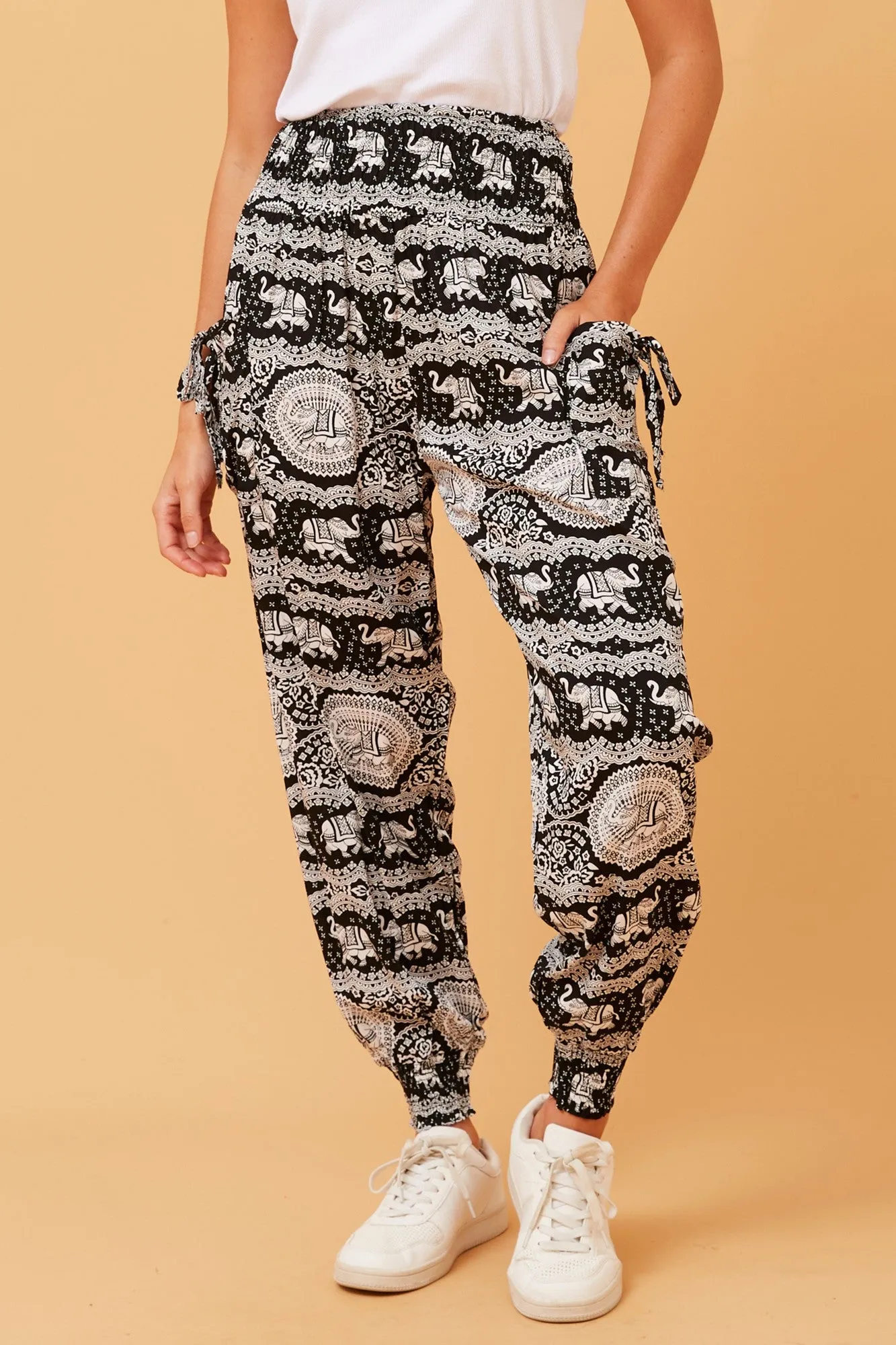 ELEPHANT PRINT HAREM PANTS LightweightInsulation