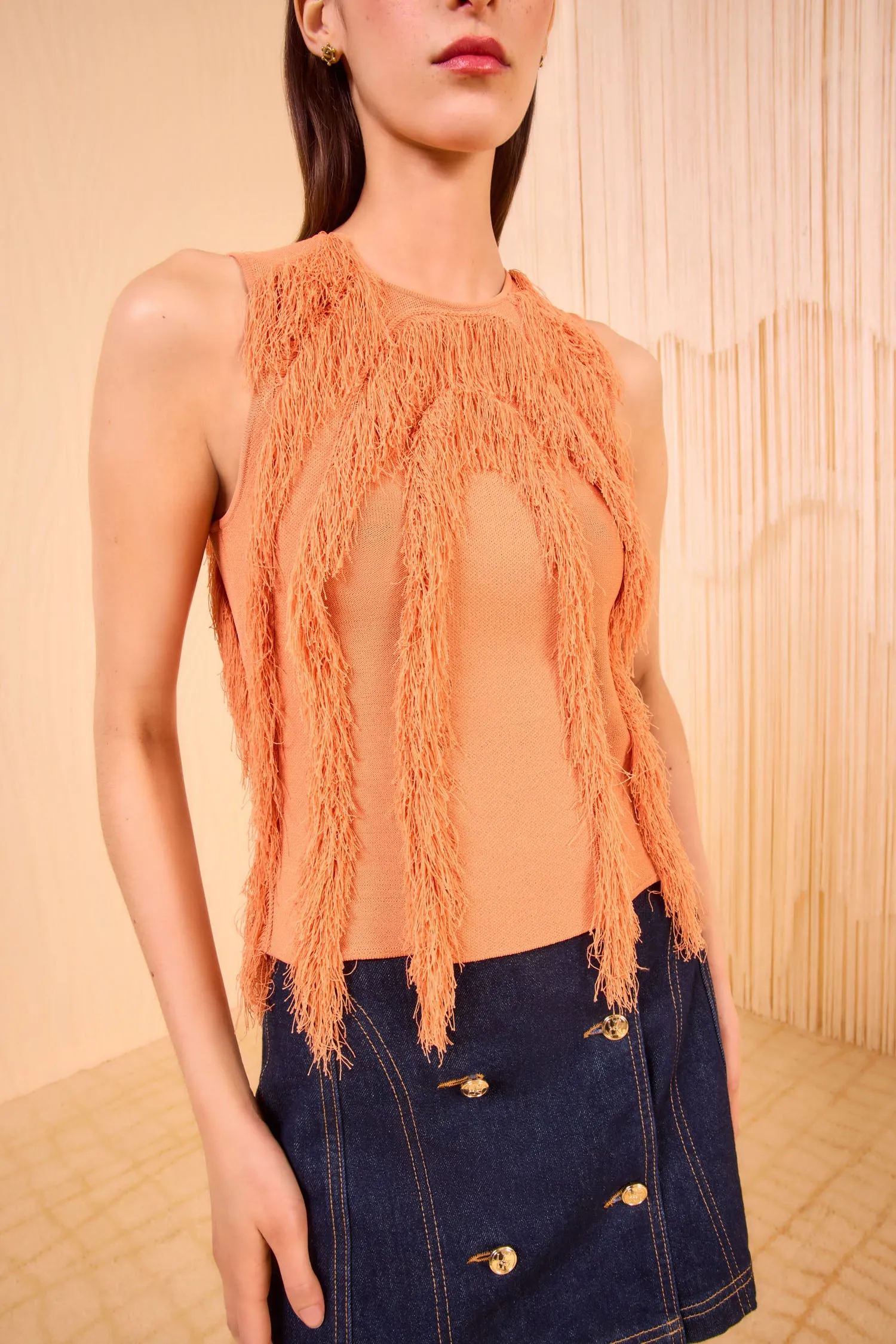 Versatile Fashion Classic Mode Bonnie Sleeveless Knit Top - Tulip