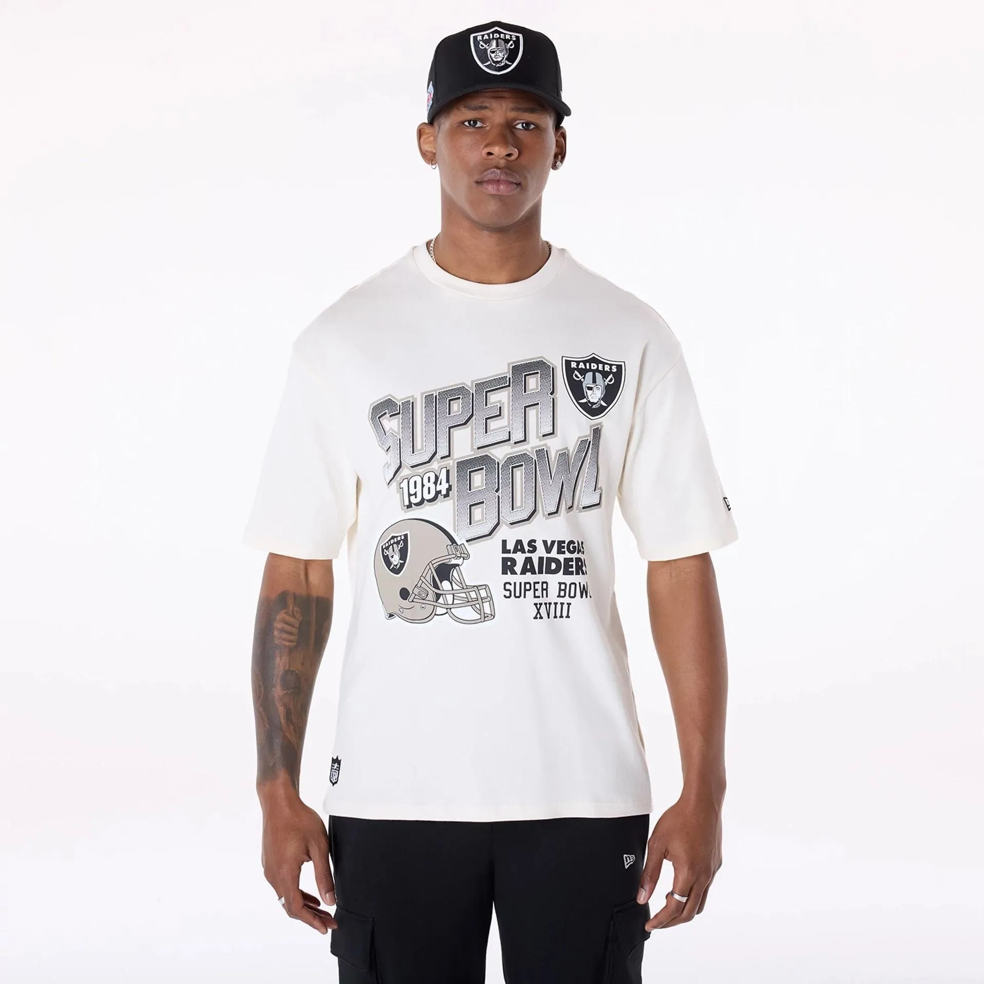 Retro nostalgia Soft Fit Wear Las Vegas Raiders NFL Helmet Open White T-Shirt