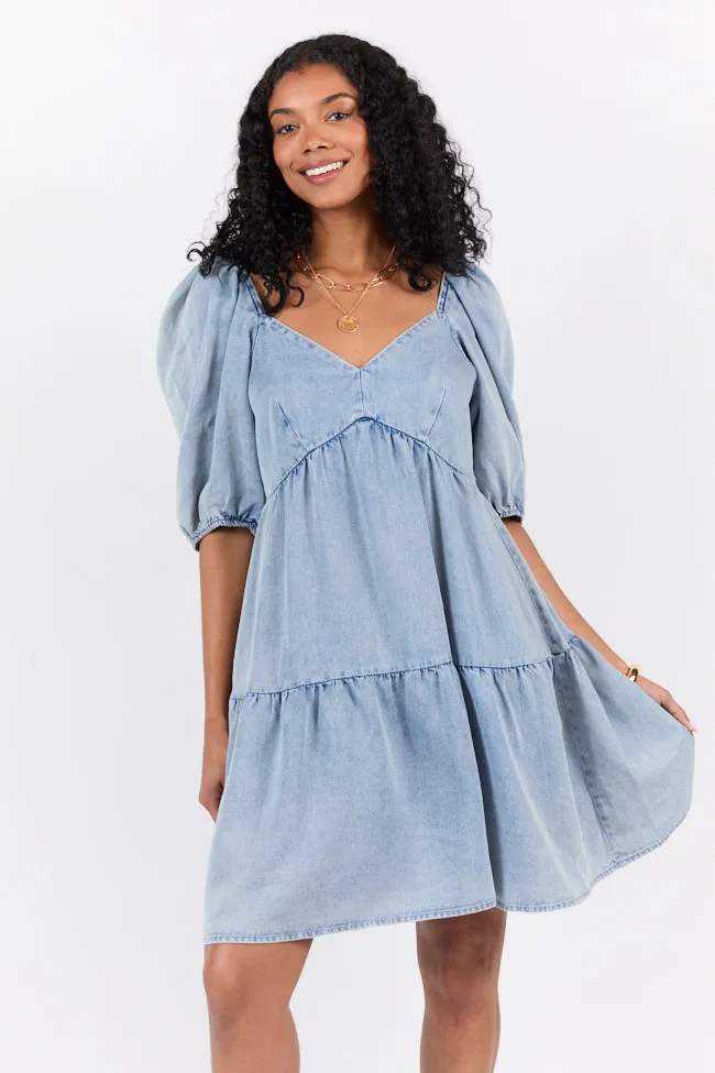 Believe Me Chambray V-neck Mini Dress SALE Gradient Shade