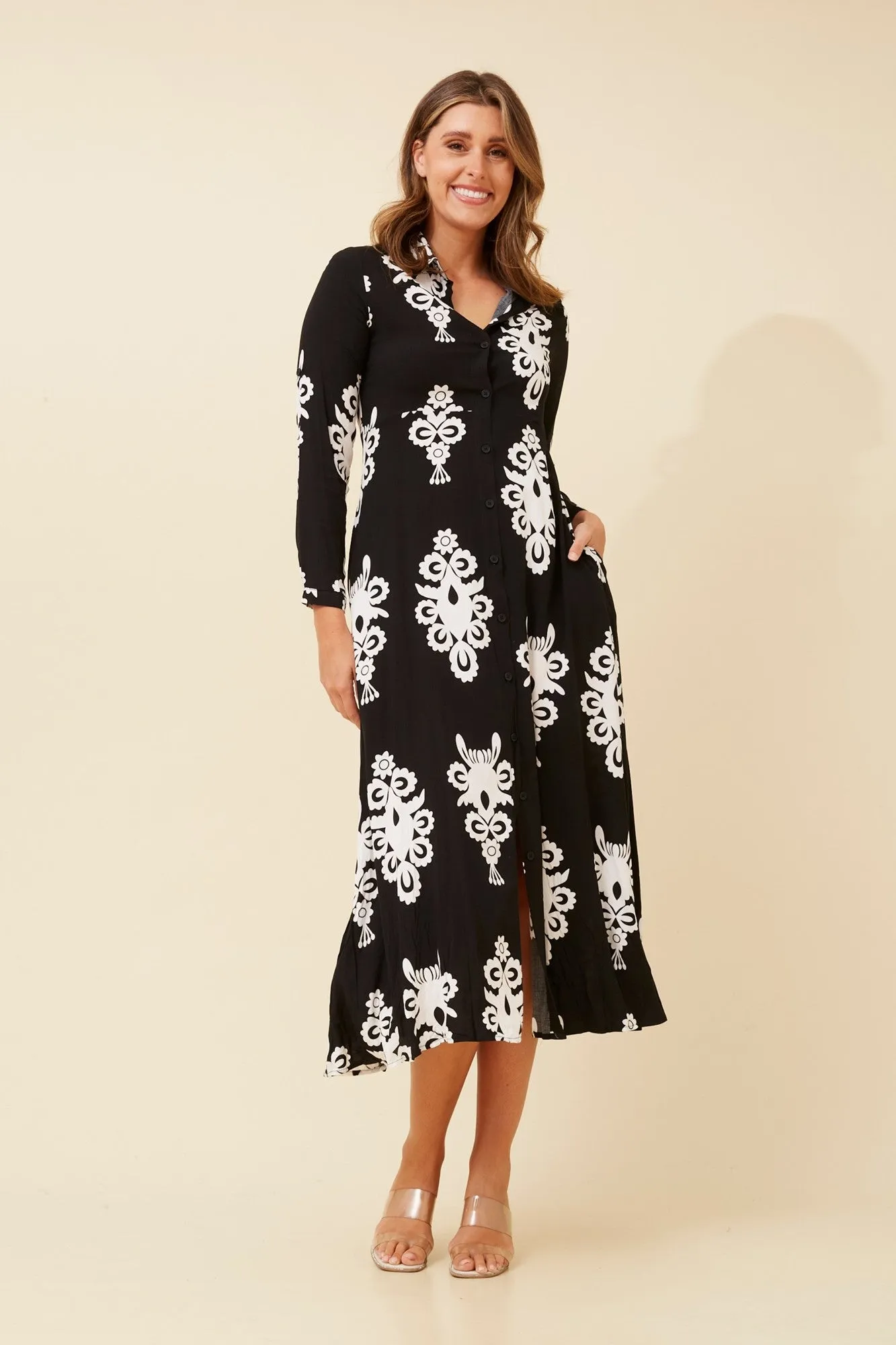 ADLER SHIRT MAXI DRESS Chic Balance Subtle Motion