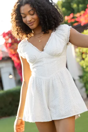 Soft Fabric Relax Mode Ever After White Eyelet Romper FINAL SALE