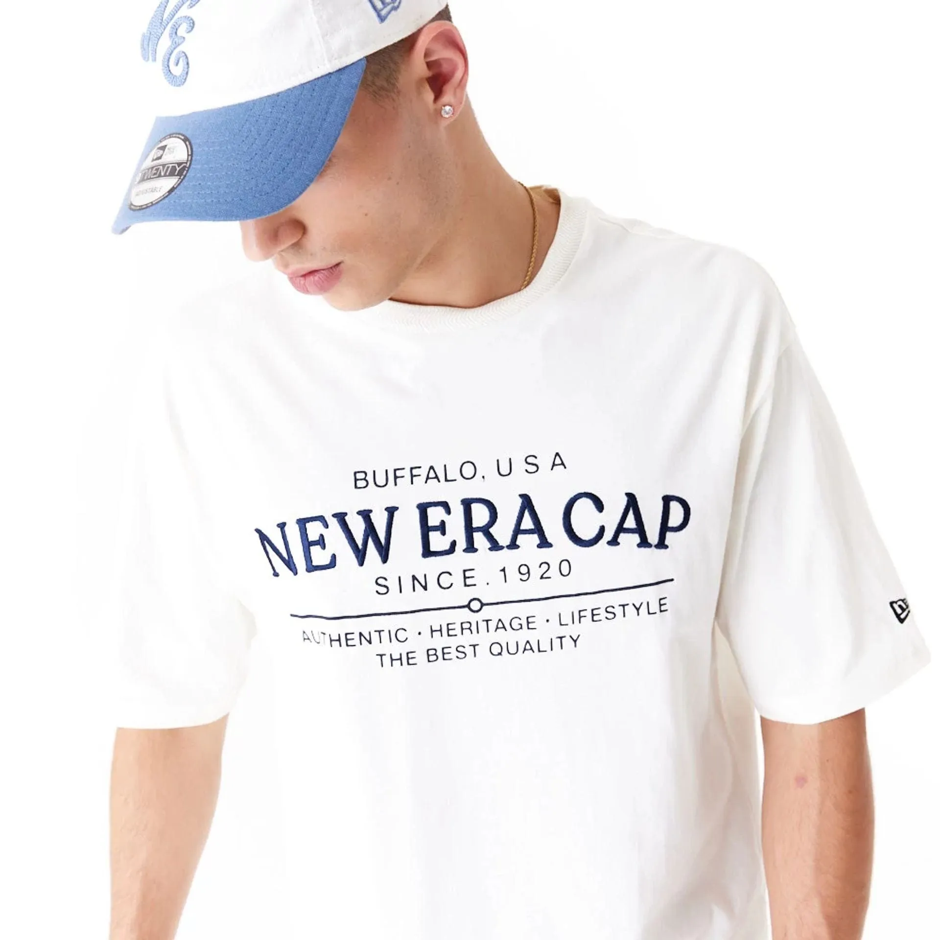 New Era Graphic White Oversized T-Shirt TaglessDesign MinimalistDesign